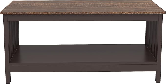 ChooChoo Farmhouse Coffee Table, Espresso Living Room Table - Image 8