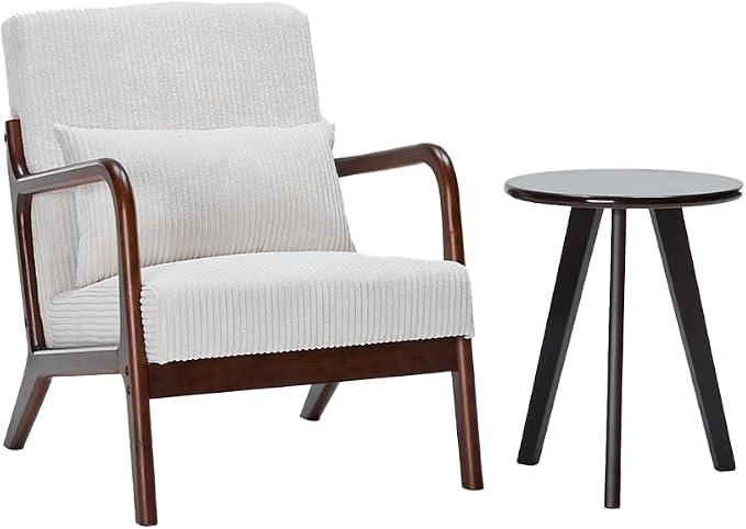 Mid-Century Modern Accent Chair&Coffee Table Set, Vintage Luxury Style by Unknown