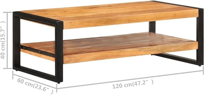 Coffee Table 47.2"x23.6"x15.7" Solid Acacia Wood, End Tables, Living Table - Image 2