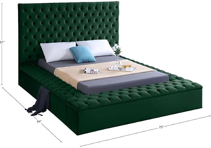 Meridian Furniture Bliss Collection Modern | Contemporary Velvet Upholstered Bed - Image 8