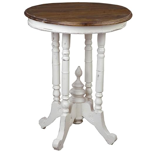 Sunset Trading Shabby Chic Cottage Table, Small Ornate, Antique white by SunsetTrading