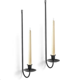 Wall Candle Holder Set of 2, Stylish Black Metal Wall Mount Candle Sconces by Batoslee