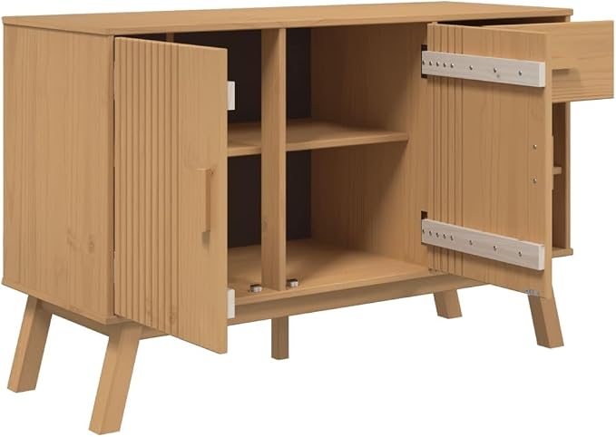 Scandinavian Solid Pine Sideboard, Mid-Century Modern Buffet Cabinet - Image 7