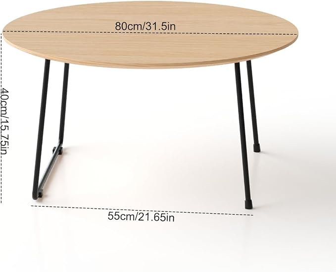 Modern Round Coffee Table 32 in, Acacia Wood Finish Living Room Table - Image 2