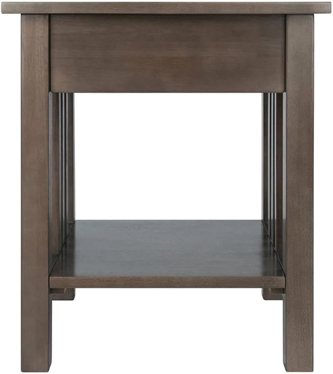 Pemberly Row Transitional Solid Wood Storage End Table, Oyster Gray Finish - Image 7