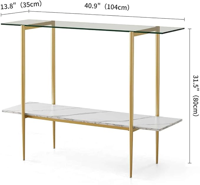 LumFurn Glass Console Table for Living Room, Foyer & Entrance, 2-Tiers - Image 2