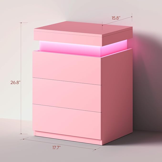 ADORNEVE Nightstand with Charging Station and LED Lights, Night Stand with - Image 2