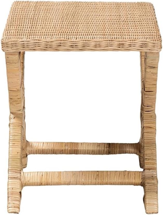 Baxton Studio Farica Modern Bohemian Natural Rattan and Mahogany Accent Bench - Image 5