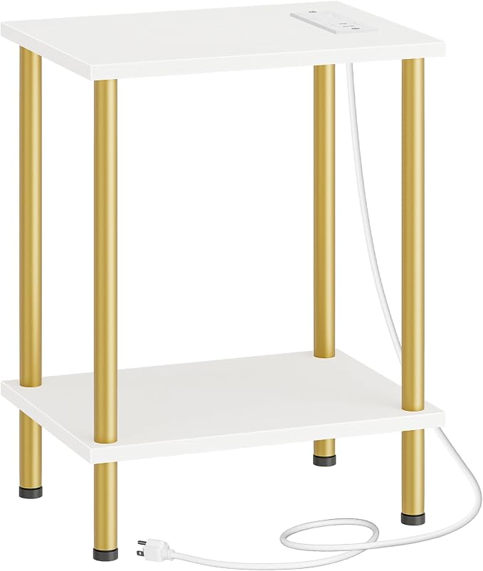 HOOBRO Side Table with Charging Station, End Table with USB Port and Outlet - Image 8