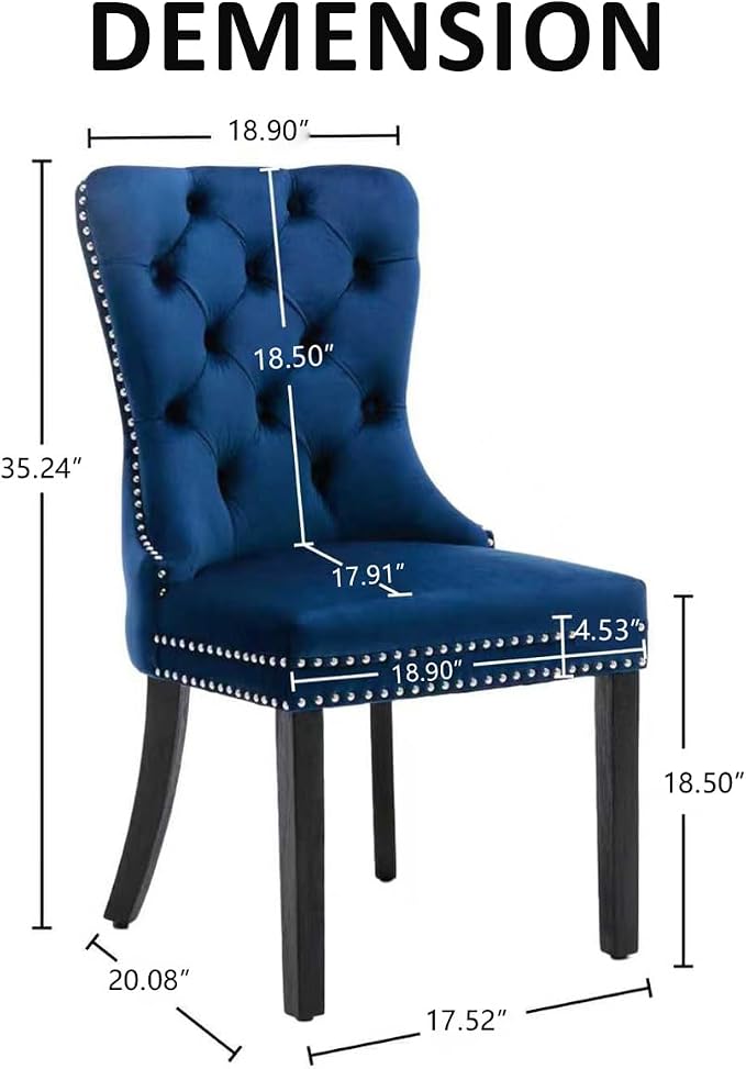 KCC Velvet Dining Chairs Set of 4, Upholstered High-end Tufted Dining Room Chair - Image 3