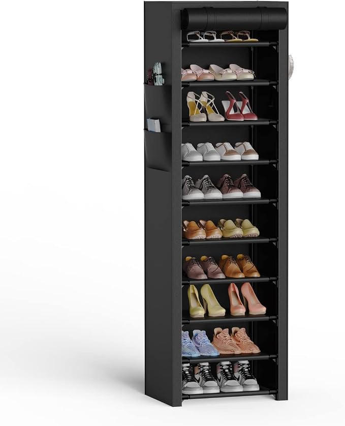 VTRIN Vertical Narrow Shoe Rack Organizer 10 Tier Tall Shoe Shelf Holds 20-22 by VTRIN