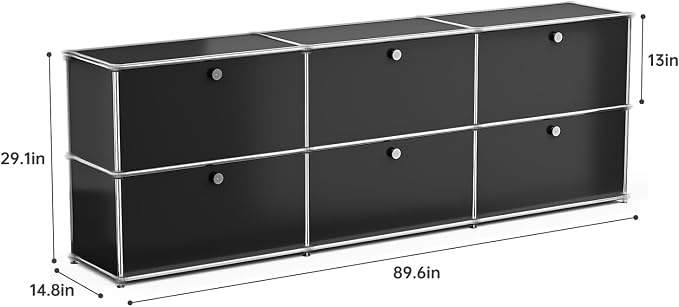 Modern Storage Cabinet Black H, Home Office Cabinet, Versatile Free-Standing - Image 3