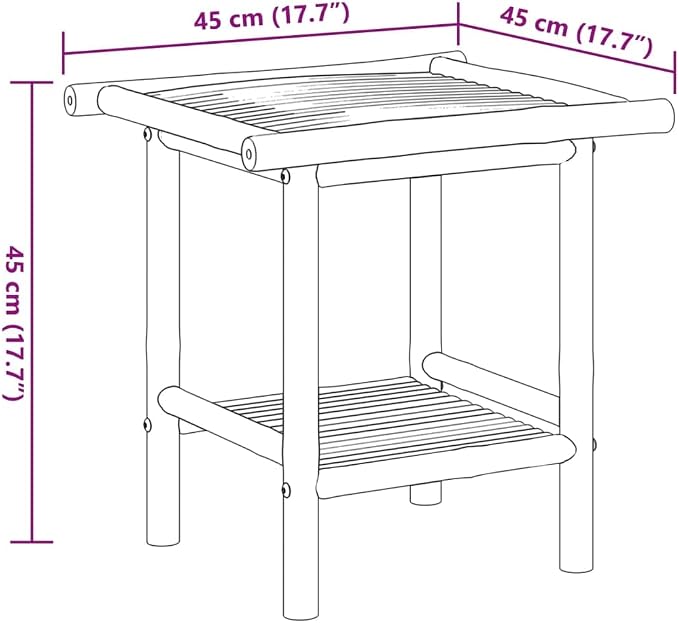 Bamboo Fiber Coffee Table with Storage Shelf, Eco-Friendly Modern Square End - Image 2