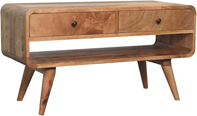 Reverse Curve Oak ish Media Unit - Image 3