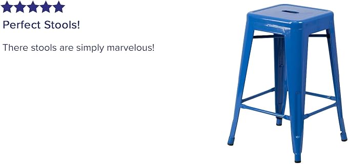 Flash Furniture Kai Commercial Grade 24" High Backless Blue Metal - Image 4