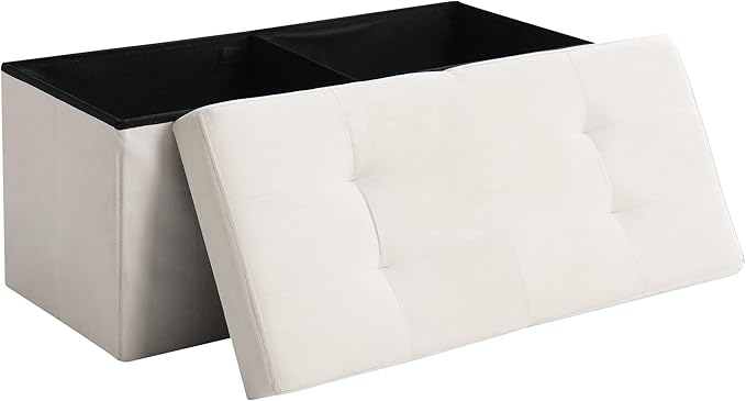 Storage Ottoman Bench Foldable Seat Footrest Shoe Bench End of Bed Storage by CUYOCA-MakeYouFeelComfort
