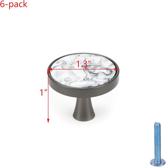 HEVSTIL 33 * 26MM Grey Marble Pattern Cabinet Knobs Marble Kitchen Cabinet - Image 2