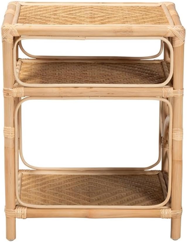 Baxton Studio Baara Modern Bohemian Natural Brown Rattan Nightstand - Image 4