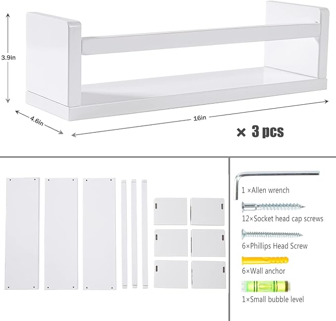 AZSKY Floating Bookshelf for Kids Room, Kitchen Spice Rack, Book Shelf Photo - Image 3