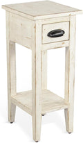 Sunny Designs Marina Farmhouse Mahogany Wood Chair Side Table in White Sand by Sunny+Designs