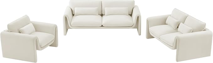 Meridian Furniture 199Cream-C Sloan Collection Modern | Contemporary Velvet - Image 14