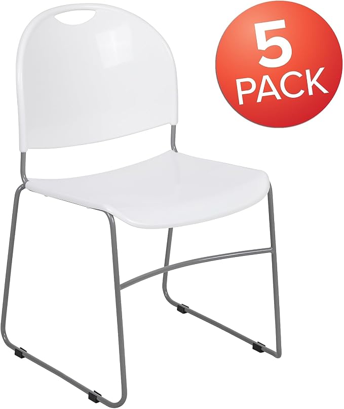 Flash Furniture HERCULES Series 5 Pack 880 lb. Capacity White Ultra-Compact - Image 4