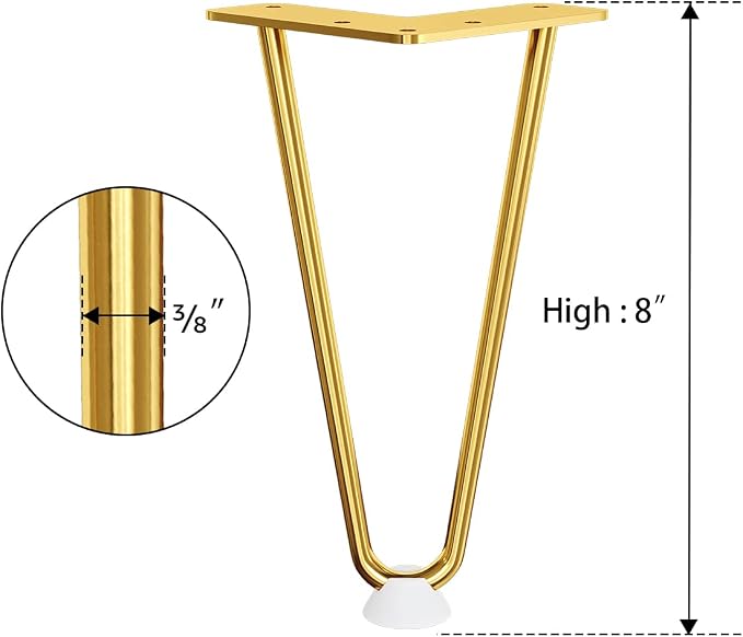 SMARTSTANDARD 8 Inch Hairpin Furniture Legs, 3/8'' Rods Metal Home DIY Projects - Image 7