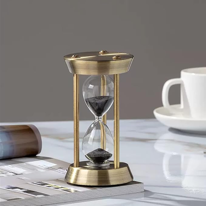 Hourglass Timer, 15 Minutes Hourglass Timer, Embossed White Sand Metal Glass by NIUASH
