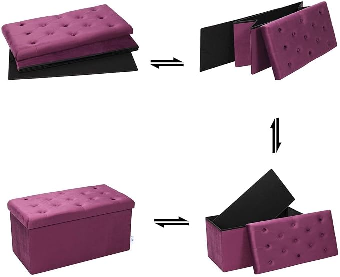B FSOBEIIALEO Folding Storage Ottoman, Long Ottomans Shoes Bench, Velvet - Image 7