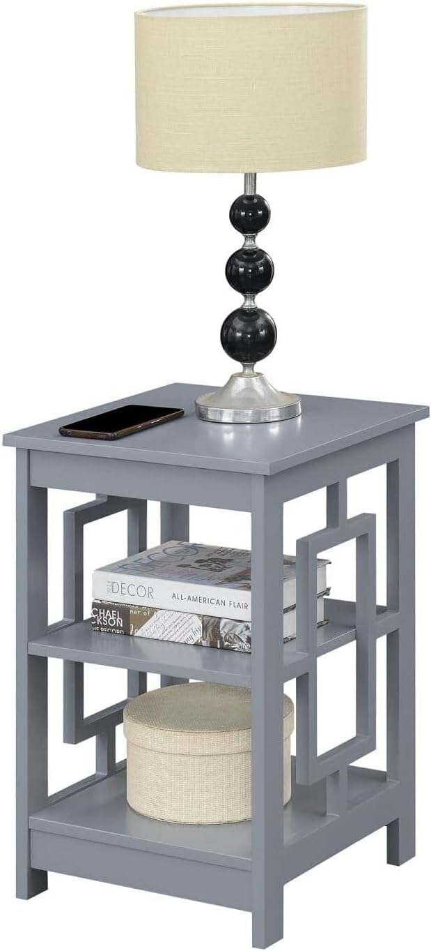 HomeStock Asian Aesthetics Square End Table, 3-Tier Wood Shelves, Stylish & - Image 3