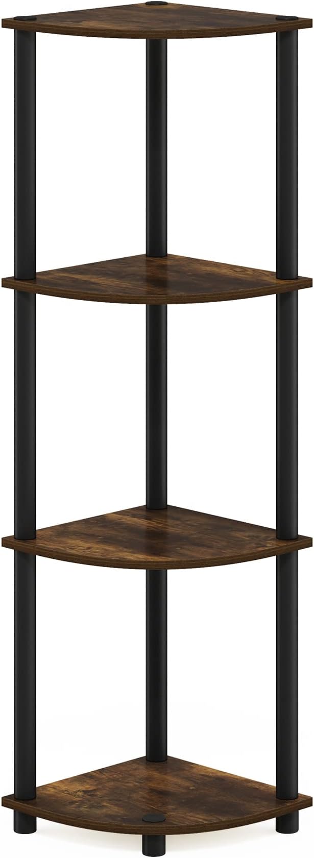 Furinno TURN-N-TUBE Corner Shelf, 4-Tier Corner Bookshelf, Display Storage - Image 5