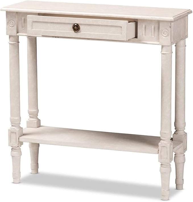 Baxton Studio Ariella Country Cottage Farmhouse Whitewashed 1-Drawer Console - Image 4