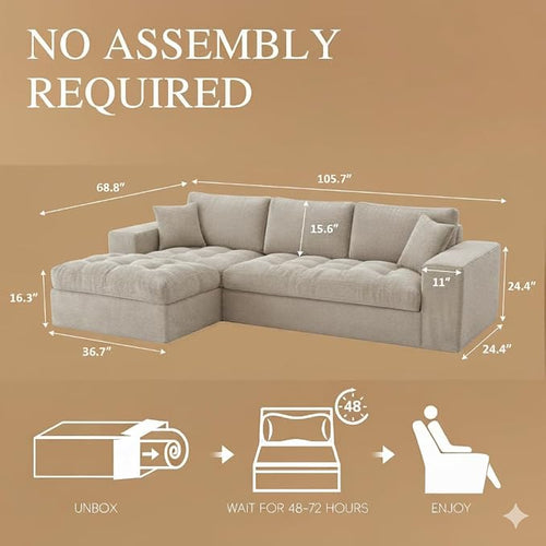 105" Convertible Sectional Couch - Image 2