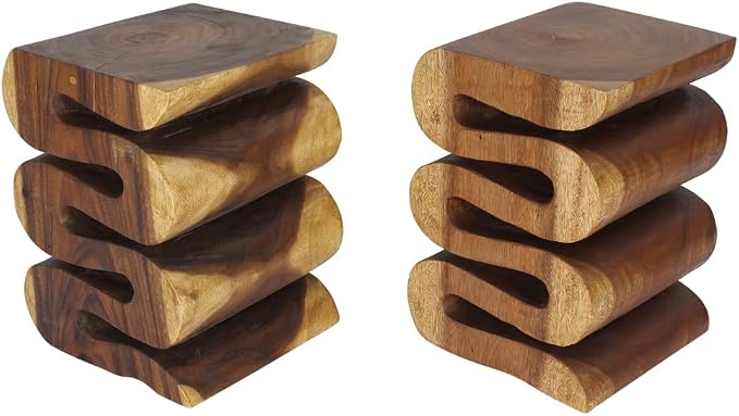 Haussmann Wood Wave Verve Accent Snake End Table 14x14x20 in H, Walnut Oil - Image 5