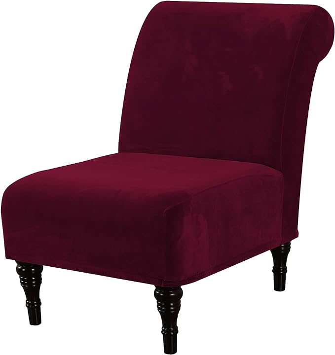 H.VERSAILTEX Armless Accent Chair Covers Thick Velvet Armless Chair Slipcovers by HVERSAILTEX