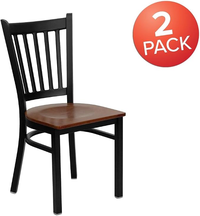Flash Furniture 2 Pack HERCULES Series Black Vertical Back Metal Restaurant - Image 3