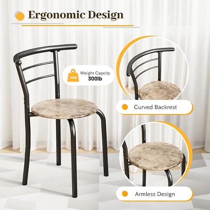 Shahoo 3-Piece Wooden Dining Table Set, Kitchen Breakfast Nook Sets - Image 5