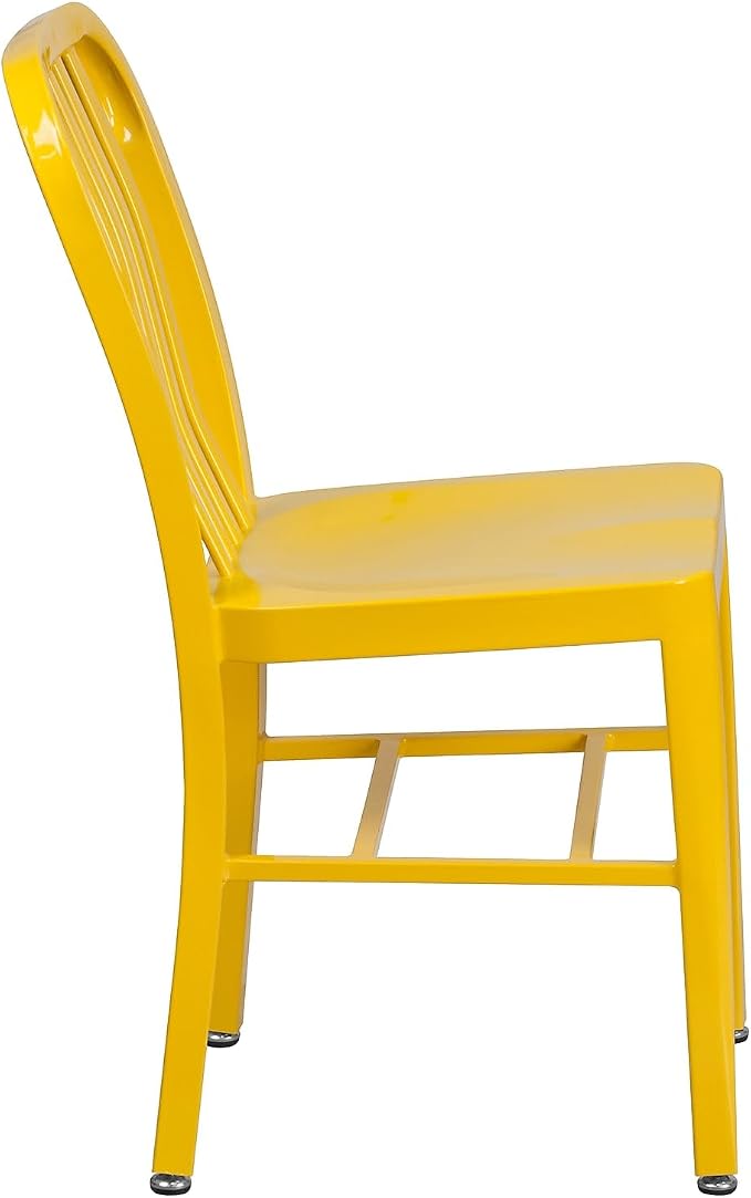Flash Furniture Commercial Grade Yellow Metal Indoor-Outdoor Chair - Image 7