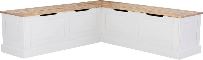 Linon Harris Natural and White Two Tone Backless Corner Breakfast Nook by Linon