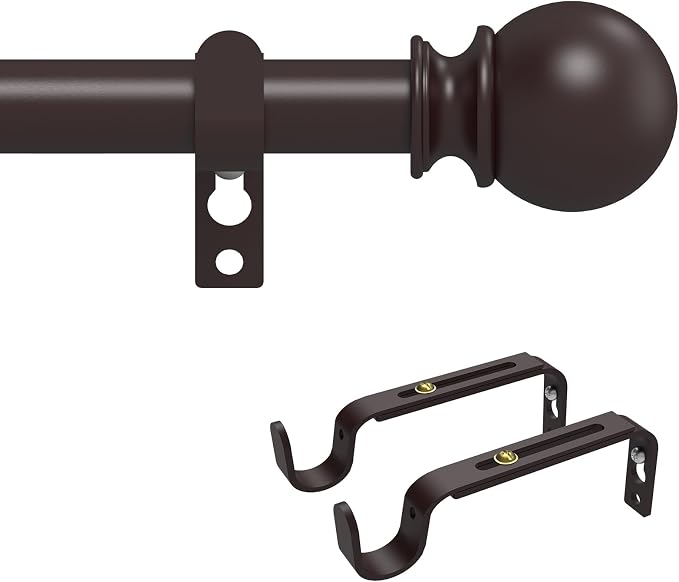 Curtain Rods for Windows 30 to 75 Inch, 5/8 Inch Heavy Duty Decorative Curtain by Poskena