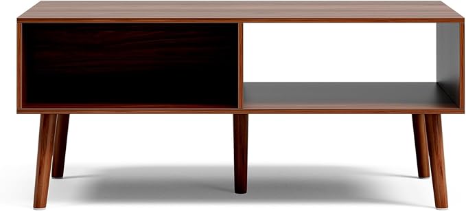 LCRBOL Coffee Table with Storage, Mid Century Dining Table with Fluted Drawer - Image 5