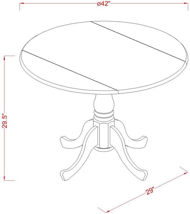 East West Furniture DLBO5-MAH-W 5 Piece Dining Room Table Set Includes a Round - Image 10