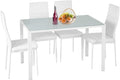 FDW | 5-Piece Dining Table Set | White | Glass Kitchen Table by FDW