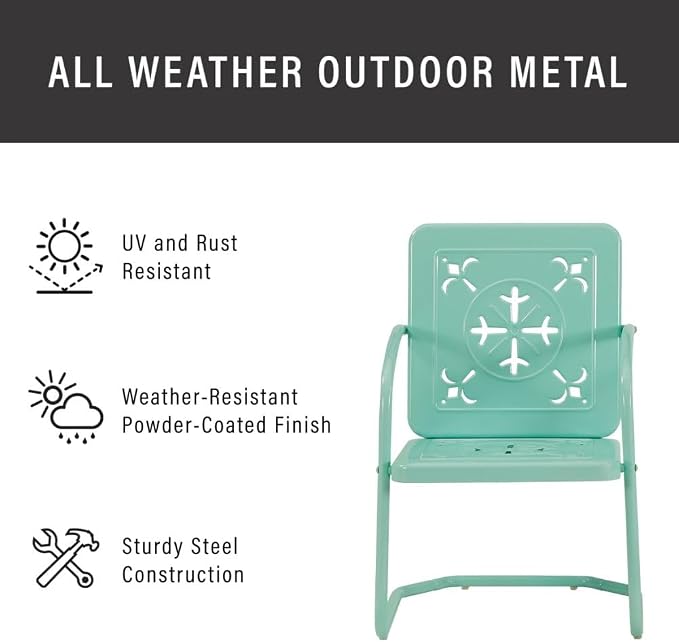 Crosley Furniture Azalea 2-Piece Outdoor Chair Set, Vintage Retro Metal Patio - Image 6