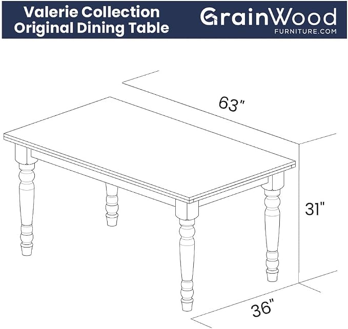 Grain Wood Furniture Valerie Original Solid Wood 63" Dining Table - Image 8