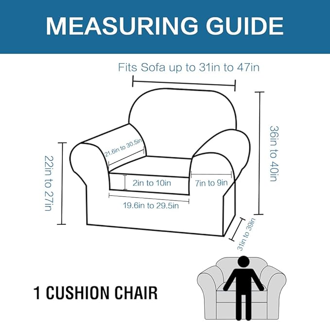 H.VERSAILTEX High Stretch Chair Cover Chair Slipcover 2 Piece Couch Shield - Image 2
