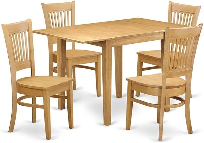 East West Furniture NDVA5-OAK-W 5 Piece Dining Room Furniture Set Includes a by EastWestFurniture