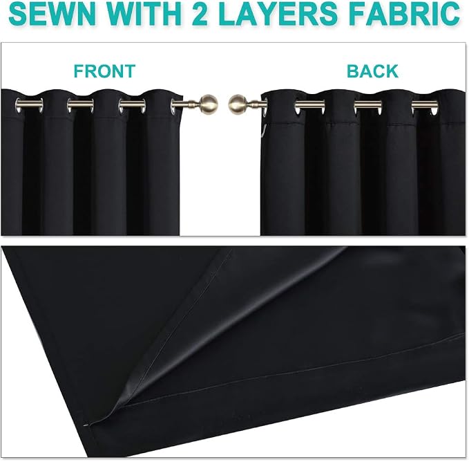 NICETOWN Full Shading Curtains 90 inches Long 2 Panels Set - Image 5