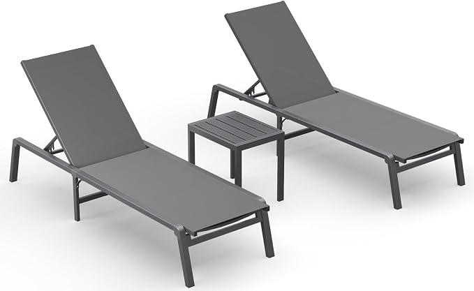 Ciokea Aluminum Foldable Lounge Chairs Set of 2 by CIOKEA