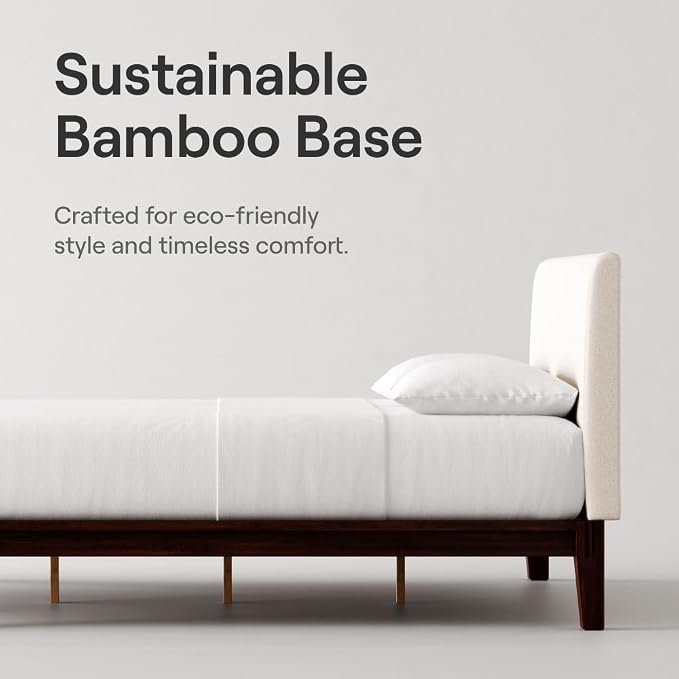 Nectar Bamboo Platform Bed Frame & Upholstered Headboard - Image 4